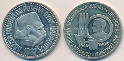 Jugoszlávia 1985. 100 Dinara "A fasizmus alóli felszabadulás 40. évfordulója" + 1987. 100D...