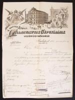 1899 Bp. Váci út, A Magyar Királyi Államvasutak Gépgyárának Vezérügynöksége által kiállított díszes fejléces számla