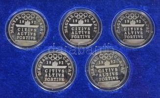 Papp László (1947-) 1992. "Barcelonai Olimpia- Magyar Csapat" (5x) Ag emlékérmek dísztokba...