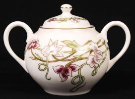 Zsolnay tavasz mintás teás készlet, kézzel festett, jelzett, hibátlan, eredeti dobozában