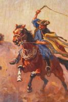 Benyovszky István (1898-1969): Csikós. Olaj, vászon, jelzett, repedezett festék, antik keretben, 70×...