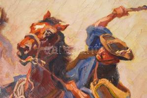 Benyovszky István (1898-1969): Csikós. Olaj, vászon, jelzett, repedezett festék, antik keretben, 70×...