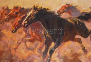 Benyovszky István (1898-1969): Csikós. Olaj, vászon, jelzett, repedezett festék, antik keretben, 70×...