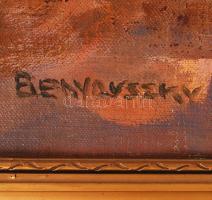 Benyovszky István (1898-1969): Csikós. Olaj, vászon, jelzett, repedezett festék, antik keretben, 70×...