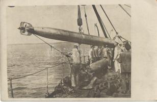 On board of an unknown warship, torpedo photo (EK)