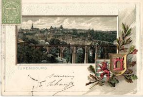 Luxembourg, coat of arms, Emb. litho
