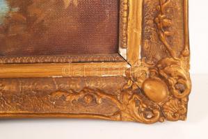 Illencz Lipót (1882-1950): Lány virágokkal. Olaj, vászon, sérült antik keretben, 80×60 cm