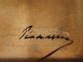 Pirhalla Nándor (1884-?): Mosolygó leány. Olaj, vászon-falemez, jelzett, antik keretben, 48×39 cm