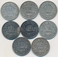 Svájc 1877-1910. 1Fr Ag (8x) T:vegyes Switzerland 1877-1910. 10 Francs Ag (8x) C:mixed