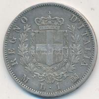 Olaszország 1863. 1L Ag "II. Viktor Emánuel" T:2,2- Italy 1863. 1 Lira Ag "Vittorio Emanuele II" C:XF,VF