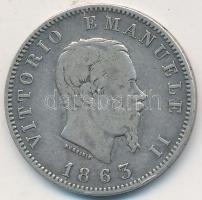 Olaszország 1863. 1L Ag "II. Viktor Emánuel" T:2,2- Italy 1863. 1 Lira Ag "Vittorio E...