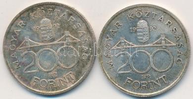 1992. 200Ft Ag "MNB" (2x) T:2