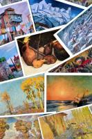 Kb. 400 db MODERN reprint művész motívumú képeslap / Approx. 400 modern reprint art motive cards