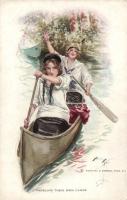 Evezik a saját kenujukat, Reinthal &amp; Newman N.Y. No. 611. s: Harrison Fisher, Paddling their own canoe, Reinthal &amp; Newman N.Y. No. 611. s: Harrison Fisher