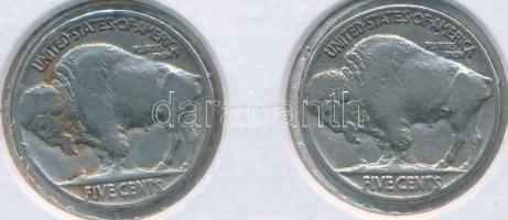 Amerikai Egyesült Államok 1936-1937. 5c "Buffalo" (2x) T:2 USA 1936-1937. 5 Cents "Buffalo" (2x) C:XF Krause KM# 134