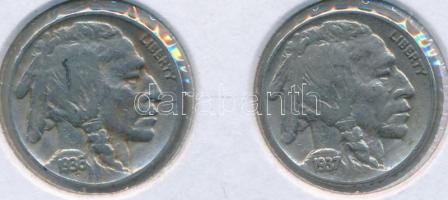 Amerikai Egyesült Államok 1936-1937. 5c "Buffalo" (2x) T:2
USA 1936-1937. 5 Cents "Bu...