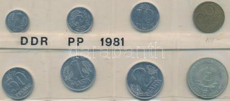 NDK 1981. 1pf-5M 8db-os forgalmi sor T:1 GDR 1981. 1 Pfennig - 5 Mark collectors set with 8pcs of different coins C:UNC