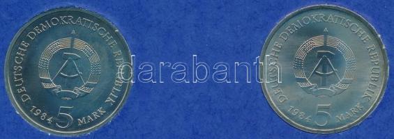 NDK 1984. 5M "Lipcse Városháza" + 5M "Lipcse Szent Tamás Templom" dísztokban T:B...