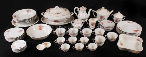 Zsolnay hiányos étkészlet, teás készlet, hiányos mokkás készlet, matricás, jelzett, hibátlan, összesen:53 db