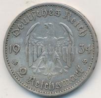 Német 3. Birodalom 1934G 2M Ag "Garnisonkirche" T:2 German Third Reich 1934G 2 Mark Ag "1st Anniversary - Nazi Rule March 21, 1933" C:XF Krause KM# 81