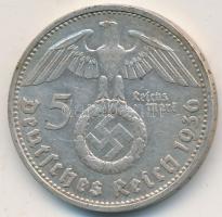 Német 3. Birodalom 1936D 5M Ag "Hindenburg" T:2 German Third Reich 19336D 5 Mark Ag "Hindenburg" C:XF Krause KM# 94