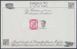 Stamp Exhibition. BELGICA'90 memorial sheet, Bélyegkiállítás; BELGICA'90 emlékív