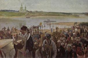 Orosz folklór s: Illarion Pryanishnikov (lyuk), Religious Procession, Russian folklore s: Illarion Pryanishnikov (pinhole)