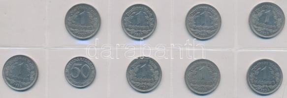 Német 3. Birodalom 1934-1938. 1M (8x) + 1938. 50Pf T:2 German Third Reich 1934-1938. 1 Mark (8x) + 1938. 50 Pfennig C:XF