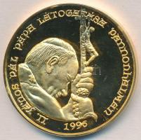 Bognár György (1944-) 1996. "II. János Pál pápa látogatása Pannonhalmán" aranyozott emlékérem (42mm) T:PP