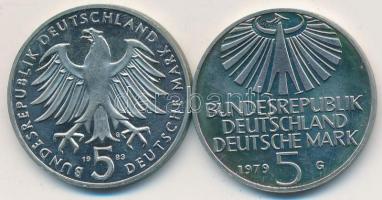 NSZK 1979G 5M "Otto Hahn születésének 100. évfordulója" + 1983G 5M "Luther Márton születésének 500. évfordulója" T:PP GFR 1979G 5 Mark "100th Anniversary - Birth of Otto Hahn" + 1983G 5 Mark "500th Anniversary - Birth of Martin Luther" C:PP KM# 151, 159