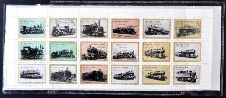 100 éves a MÁV, mozdonyok, 2 db 18 különféle levélzárót tartalmazó kisív