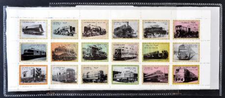 100 éves a MÁV, mozdonyok, 2 db 18 különféle levélzárót tartalmazó kisív