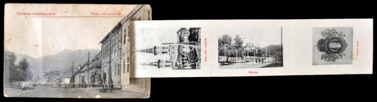 Felsőbánya, Fő utca, Korona szálló / street, hotel leporellocard (b)