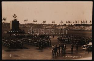 1938 Nürnberg, Náci pártkongresszus, katonai felvonulás, hátoldalon feliratozva, 14x9 cm / 1938 Nürnberg, Nazi propaganda event, 14x9 cm