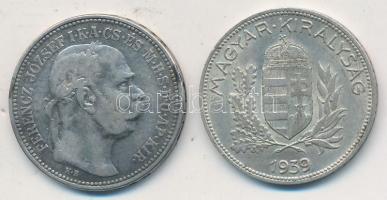 1912. 1K Ag "Ferenc József" + 1939. 1P Ag T:3,2