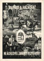 'Watch out for your country' Hungarian propaganda, hussar, Hortobágy, train (EB)