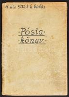 1944 A Magyar Királyi 505. Honvédkórház postakönyve az elküldött és beérkezett árucikkek, nevek, ára...