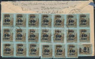 Inflation cover Domestic cover franked with 30 stamps + 70P cash (5. díjszabás) Távolsági levél 30 d...