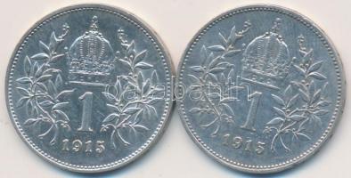 Ausztria 1915. 1K Ag (2x) T:2,2- Austria 1915. 1 Corona Ag (2x) C:XF,VF