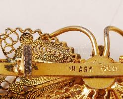 Aranyozott ezüst (Ag) pillangós bross, jelzett, 5,9 g /
Silver butterfly brooch, 5,9 g