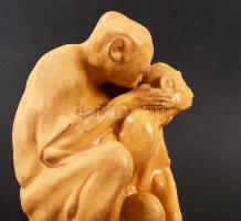 Markup Béla (1873-1945): Majmok. Mázas kerámia, jelzett, sérült, m:29 cm