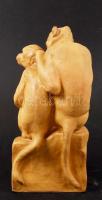 Markup Béla (1873-1945): Majmok. Mázas kerámia, jelzett, sérült, m:29 cm