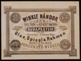 Budapest V. Winkle Nándor üveg, képkeret raktára reklámos számla