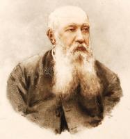 Dísztányér, kézzel festett férfi portréval, jelzett, apró hajszálrepedéssel, kopott, d:26 cm