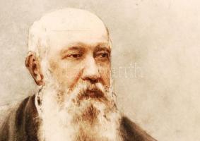 Dísztányér, kézzel festett férfi portréval, jelzett, apró hajszálrepedéssel, kopott, d:26 cm