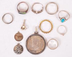 Ezüst (Ag) gyűrűk, medálok, jelzett 43,9 g / Silver rings and pendants, 43,9 g