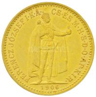 1906KB 10K Au "Ferenc József" (3.38g/0.900) T:2,2- Hungary 1906. 10 Korona Au "Franz Joseph" Kremnitz (3.38g/0.900) C:XF,VF