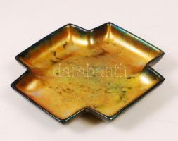 Zsolnay háború előtti eozin mázas tálka, jelzett, hibátlan, 10,5×10,5 cm