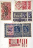 Ausztria 1918-22. 1Kr fekete "Deutschösterreich" fny-sal T:I-; 1Kr (1922) (5x) T:I,II-; 2Kr (2x) T:I; 10Kr (2x) T:I; 1000Kr (2x) T:I- összesen 12db