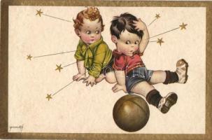 Football, children, humour, artist signed